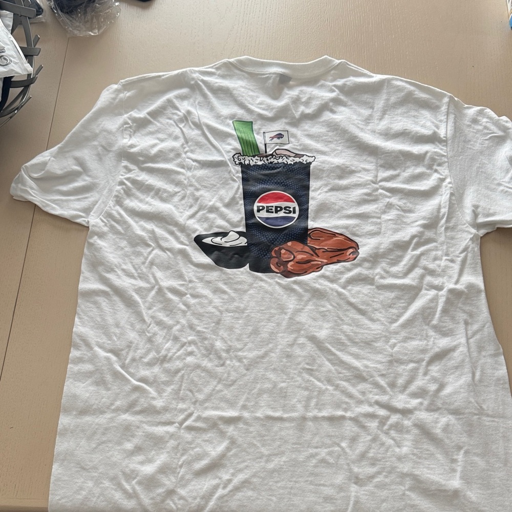 White T-Shirt with Pepsi Graphic Buffalo Bills